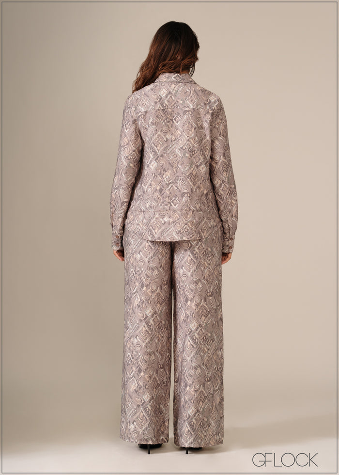 Abstract Printed Wide Leg Pant - 130326