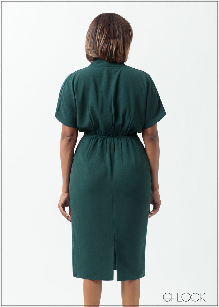 Batwing Sleeve Pleated Dress - 160625