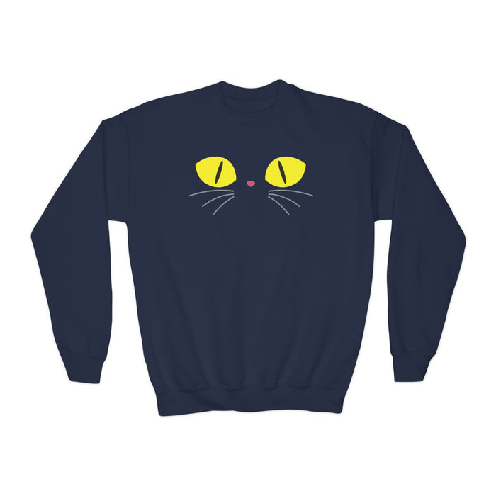 Black Cat Eyes Kids Halloween Sweatshirt - funny t-shirt by Cheeky Business
