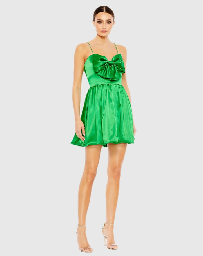 Bow Front Bubble Hem Mini Dress - FINAL SALE - Mac Duggal