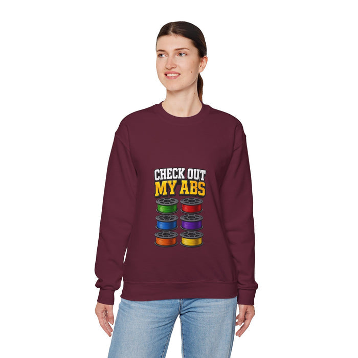 alternate colour sweatshirt showing check out my abs maker gym gift print