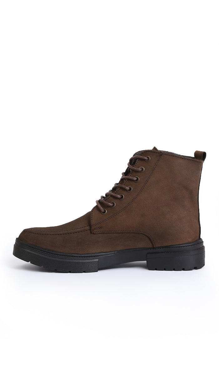 Earthy Brown Lace-Up Winter Boots - O202916
