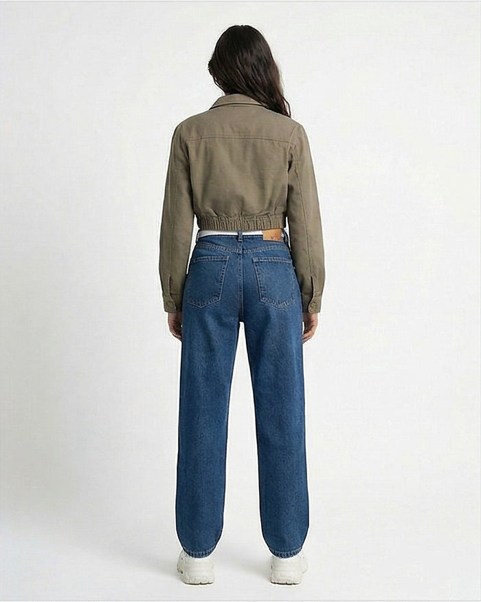 High-Waisted Relaxed Fit Denim Jeans