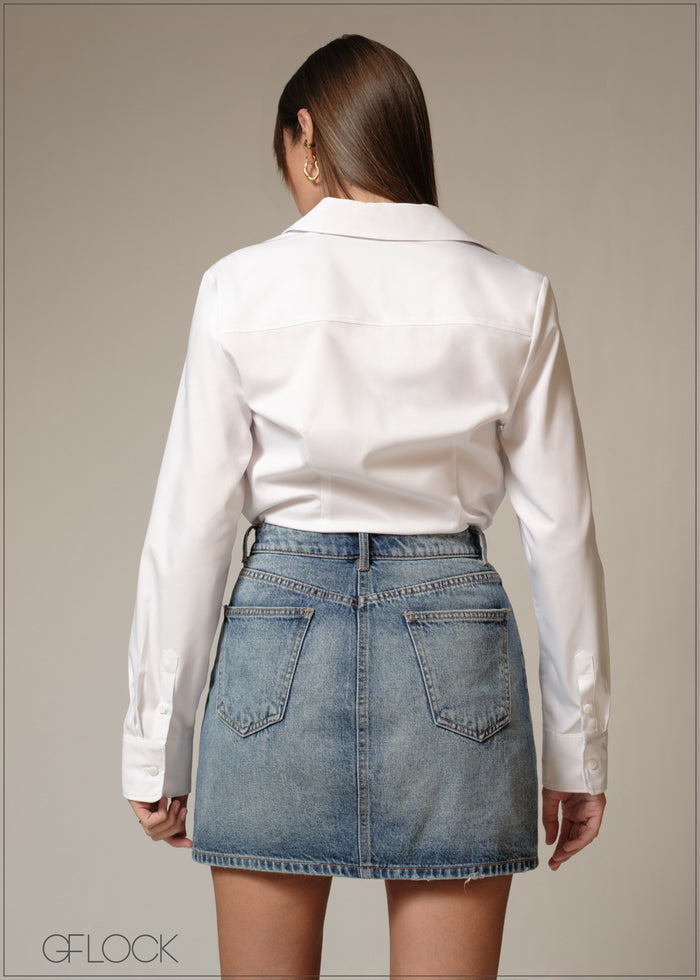 Light Blue Mini Skirt - 230226D