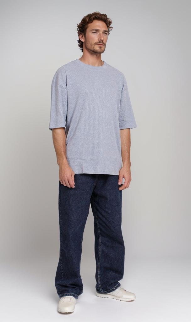 Light Grey Textured Oversized T-Shirt