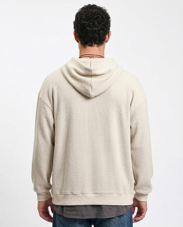 Men’s Chunky Ribbed Knit Oversized Hoodie – Sand - R215380