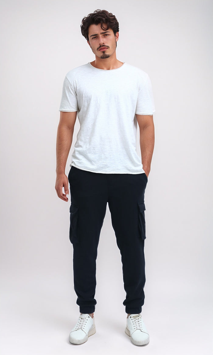 Men's Midnight Black Cargo Jogger Trousers - O202209