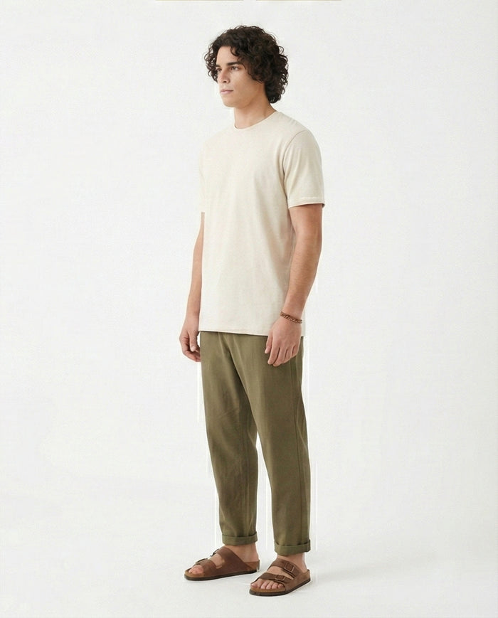 Minimalist Crew Neck Tee in Off-White