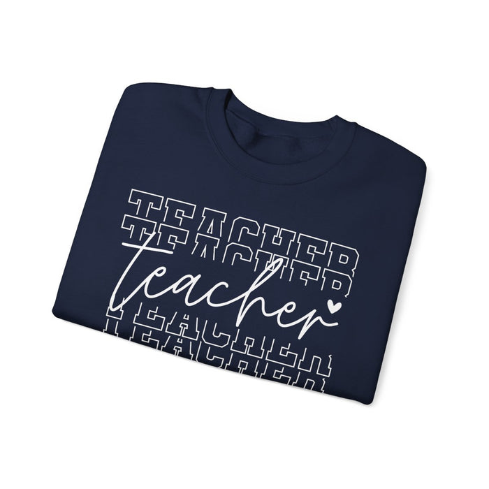 minimalist teacher sweatshirt available in multiple colours showing fit and design