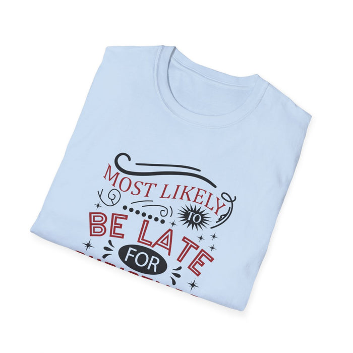 light blue t-shirt folded showing most likely to be late christmas graphic