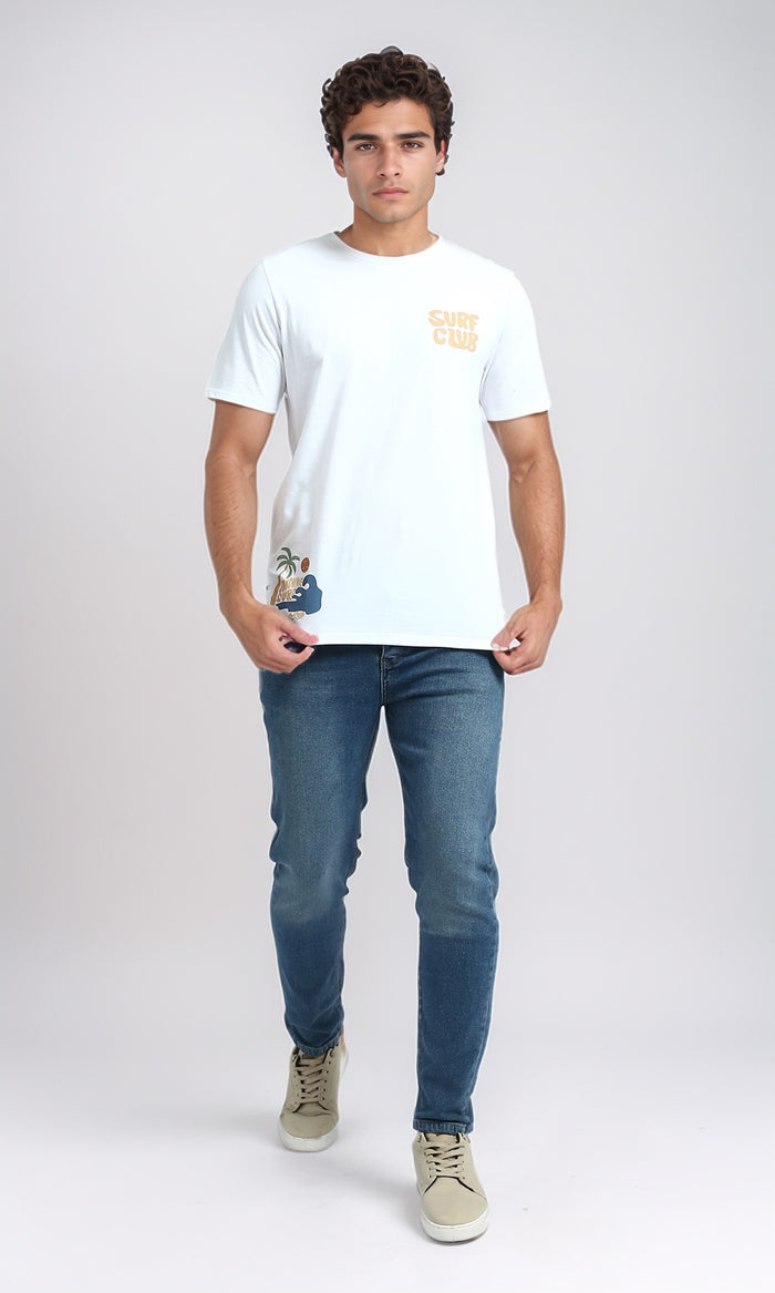 O182422 - Front & Back Printed Short Sleeves Tee - White