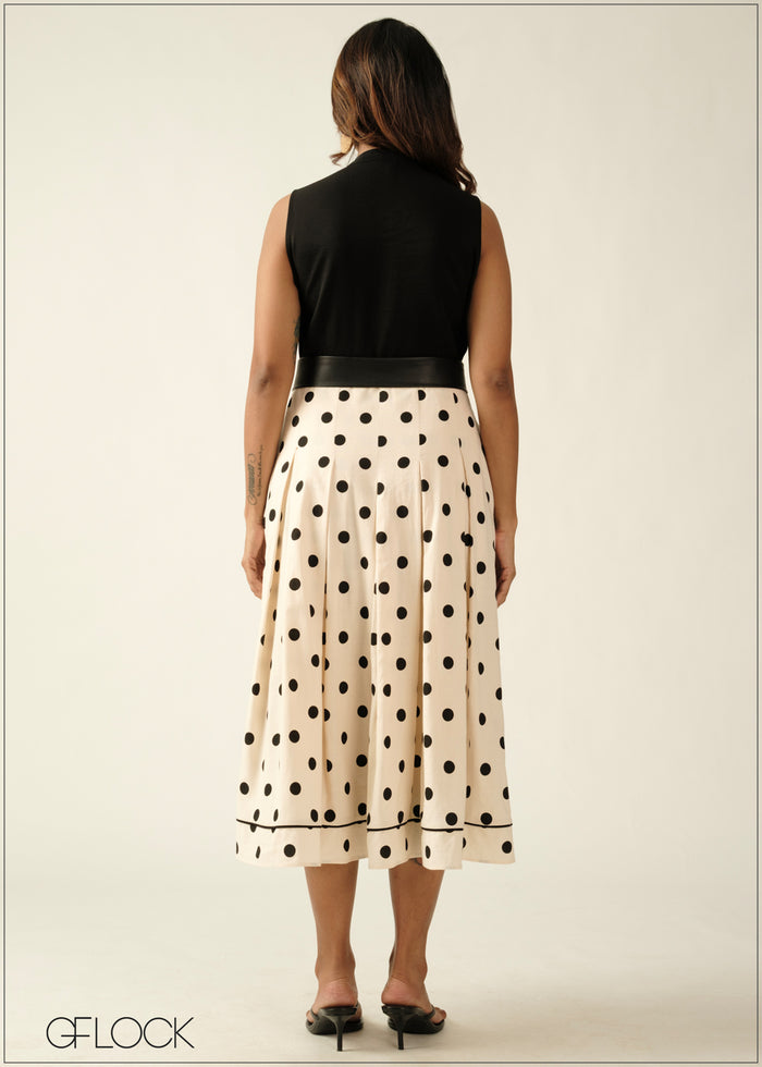 Polka Dot Dress With Leather Belt - 270726