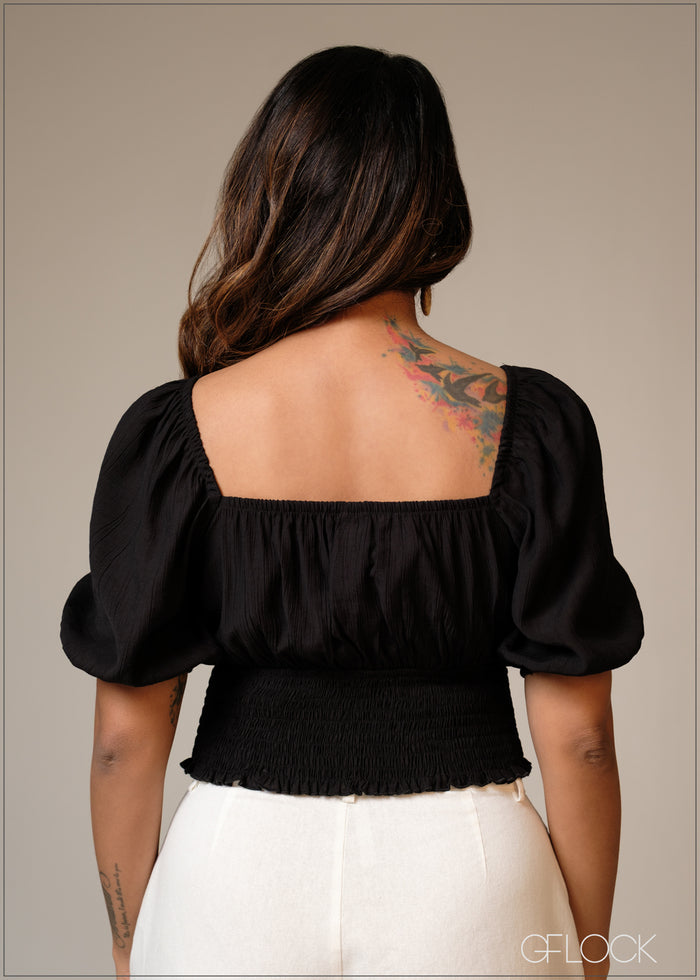 Puff Sleeve Bustier Detailed Top - 101125