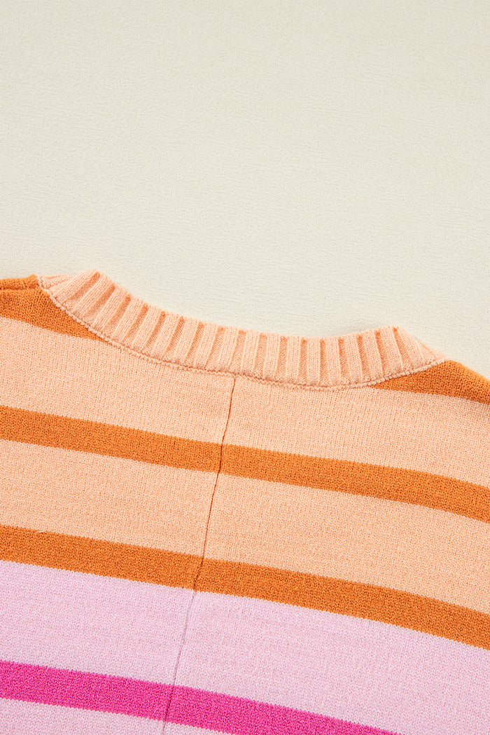 Pull ample multicolore à bords côtelés et dégradé