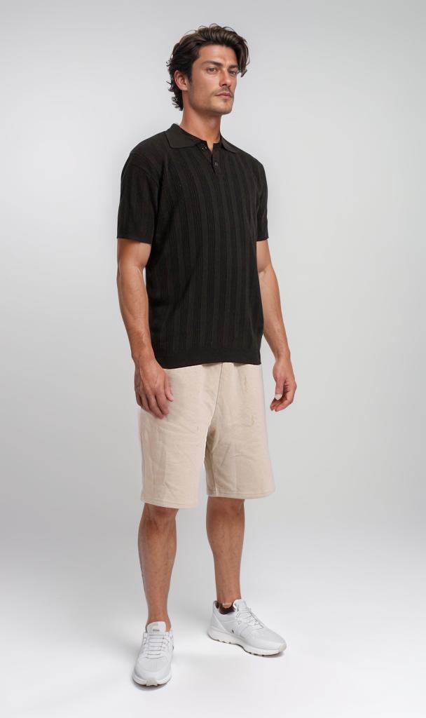 R205798 - Classic Knit Polo Shirt - Black