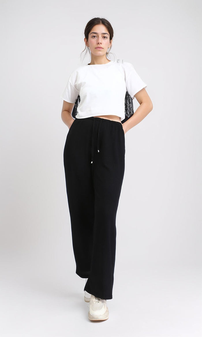 R209218 - Solid Cotton Tee with Back Fringes - White
