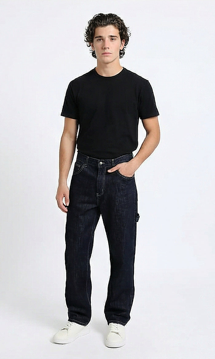 R215621 - Regular Fit Casual Cotton Jeans - Dark Navy Blue