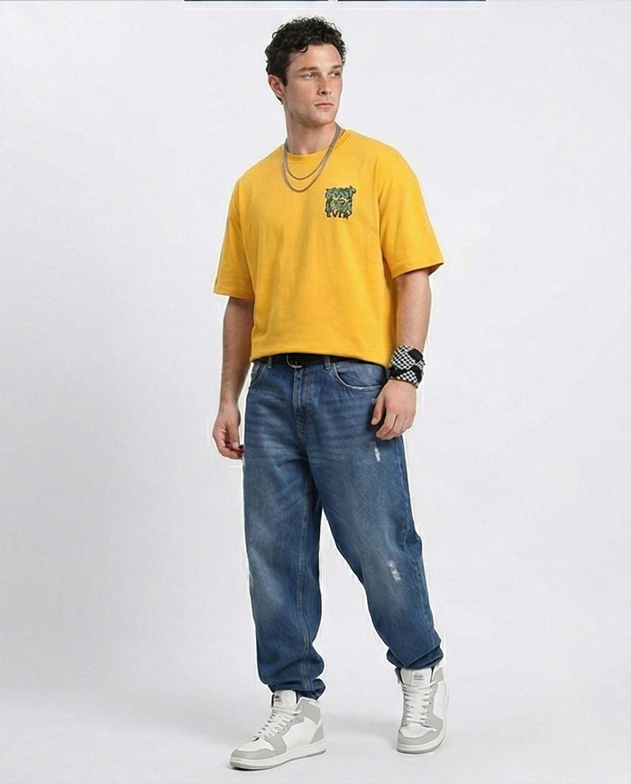Ravin - Men's Oversized Fresh Collection Cotton T-shirt - Mustard Yellow - O203130