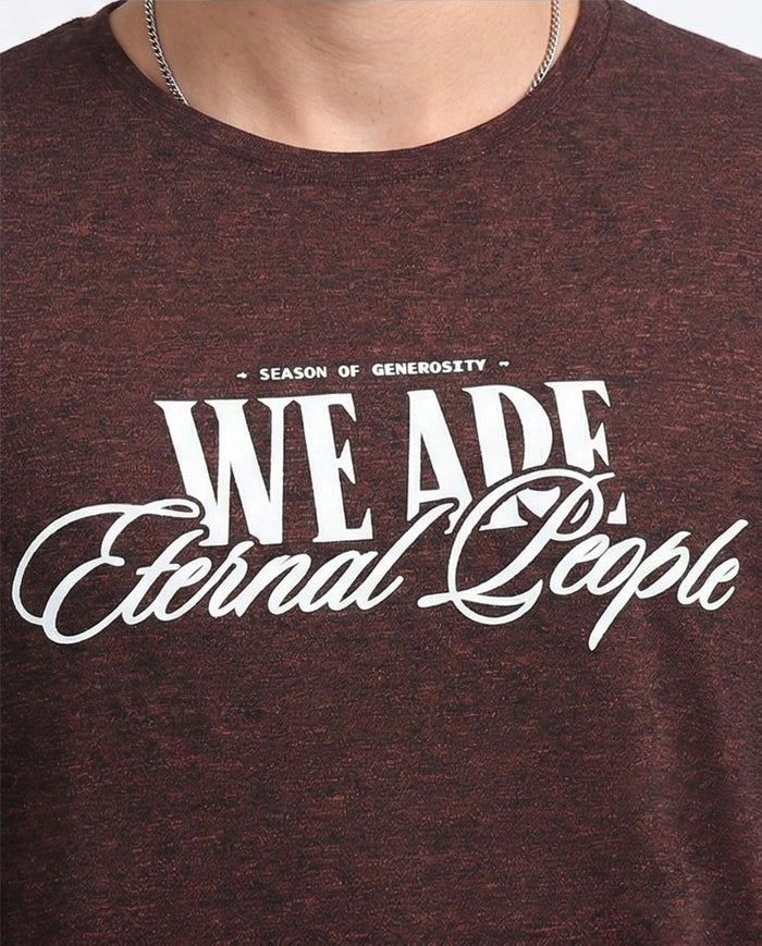 Ravin "Eternal People" Heathered Graphic Oversized Tee – Burgundy - O198237