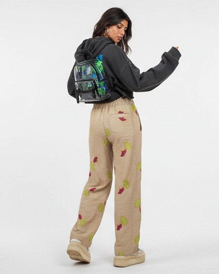 Ravin Ginkgo Leaf Embroidered Plissé Wide-Leg Pants - R216945