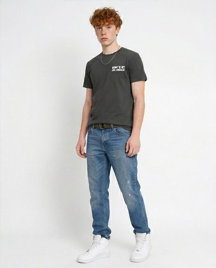 Ravin "Irony is My Love Language" Distressed Graphic T-Shirt - Charcoal Grey - R216397