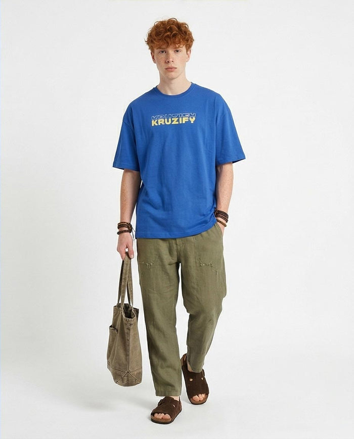 Ravin Kruzify Oversized Royal Blue Graphic T-Shirt – 100% Cotton – O203143