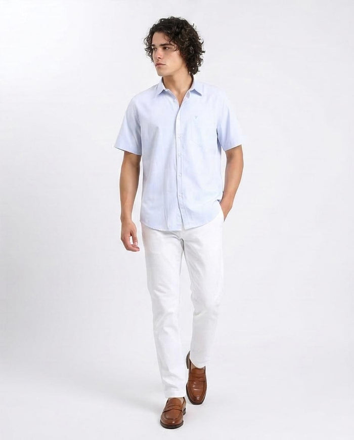 Ravin Men’s 100% Cotton Essential Short Sleeve Shirt - Sky Blue - R206967