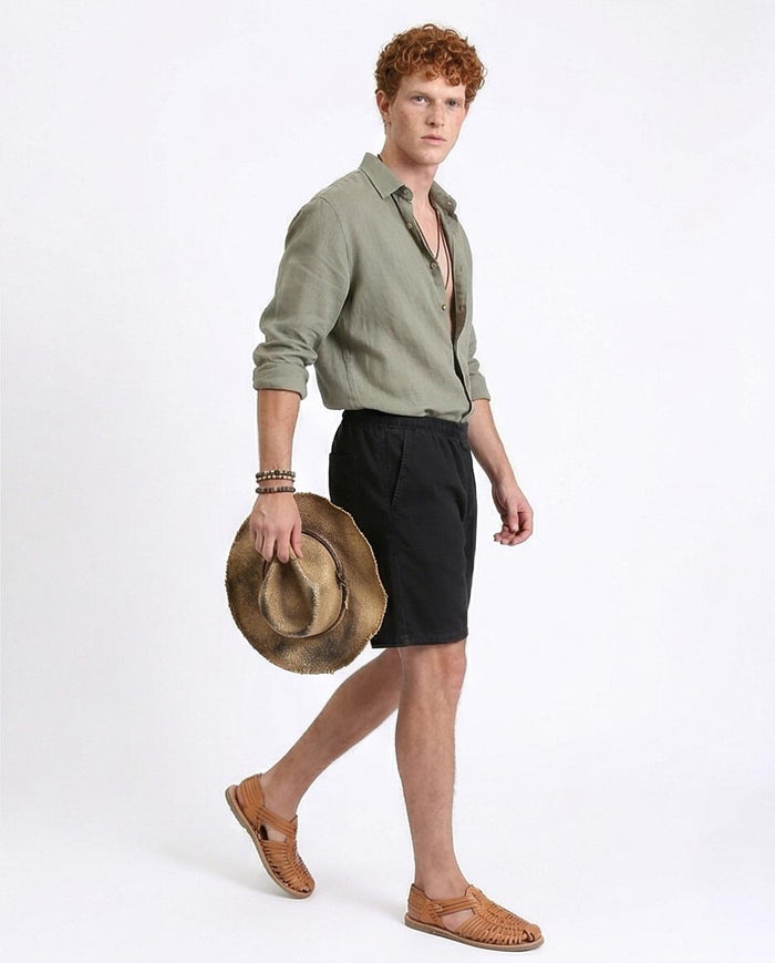 Ravin Men's Black Solid Slip-On Casual Shorts - Relaxed Fit Elastic Waist Short - R213142