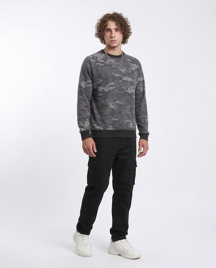 Ravin Men's Camo Raglan Sweatshirt with Static Detailing — Charcoal Grey - R212102