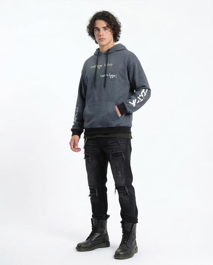 Ravin Men's Charcoal "Explore Egypt" Graphic Oversized Hoodie - R214394