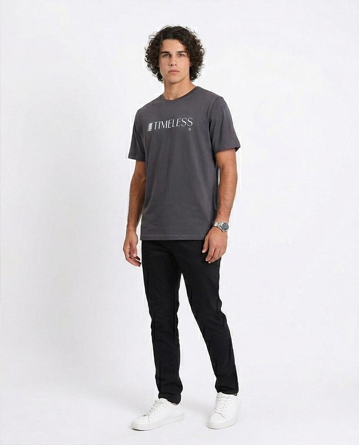 Ravin Men's Charcoal Grey Timeless Graphic T-Shirt – Single Jersey Cotton - R208578