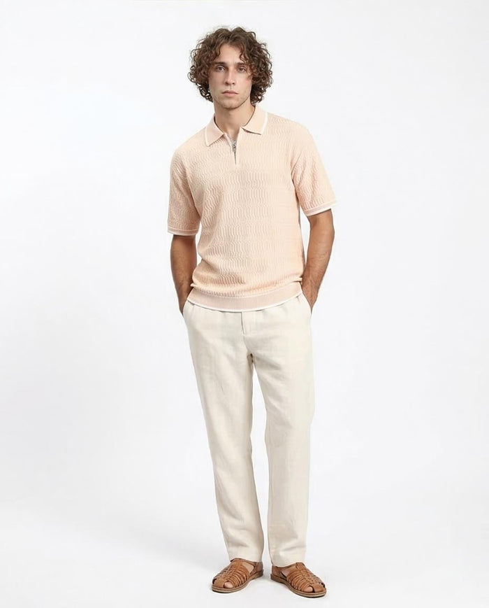 Ravin | Men’s Chevron-Textured Quarter-Zip Knit Polo - R213027