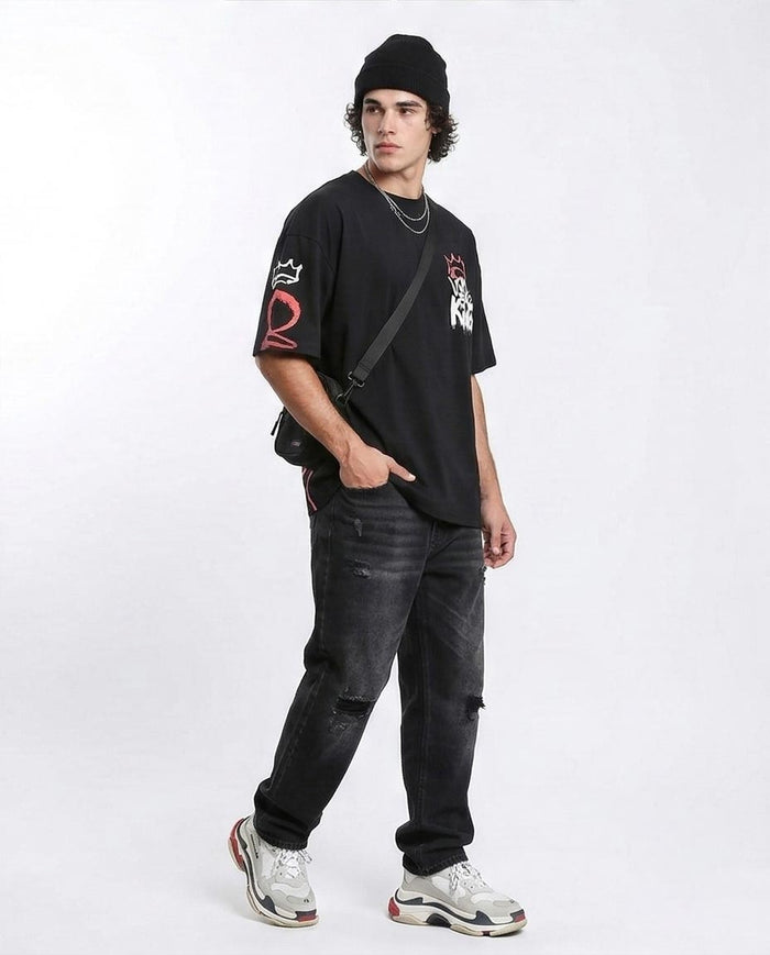 Ravin Men's Oversized Graffiti Graphic T-Shirt - Black - R210536