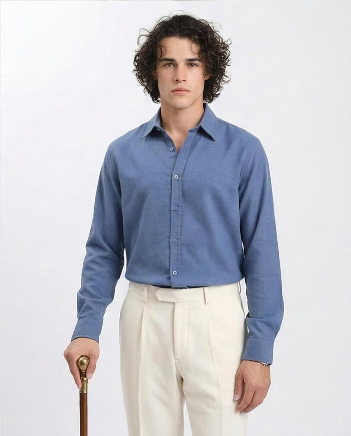 Ravin Men’s Premium Heathered Blend Long Sleeve Shirt – Slate Blue - R210694