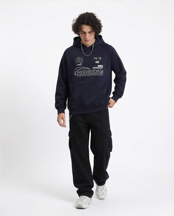 Ravin Men’s Racing Graphic Oversized Fleece Hoodie - Black - R212207