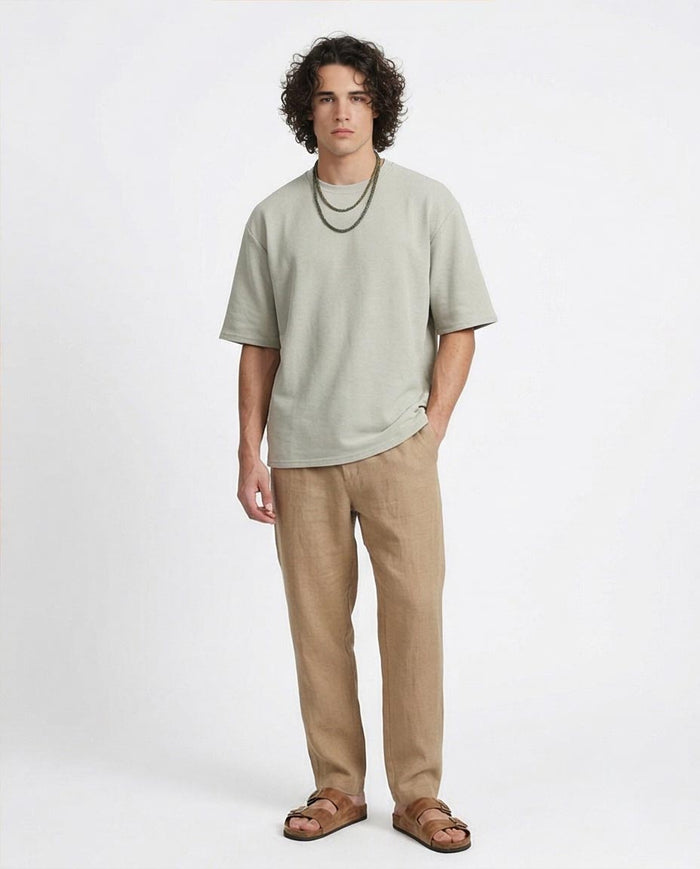 Ravin | Men’s Relaxed Fit Jacquard Ribbed Tee - Light Sage - R208563