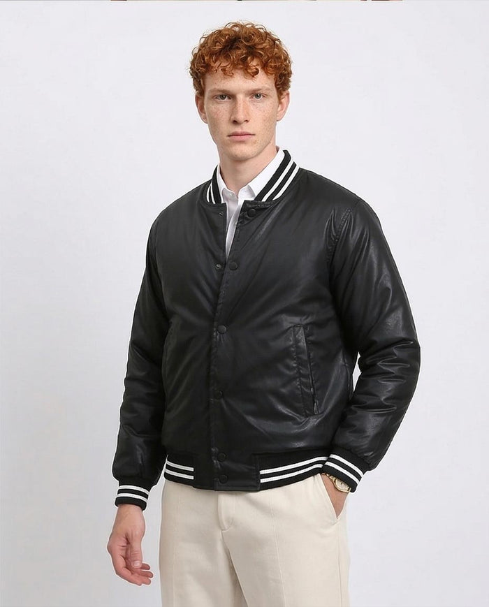 Ravin Men's Satin-Finish Heritage Varsity Jacket – Black - R213113