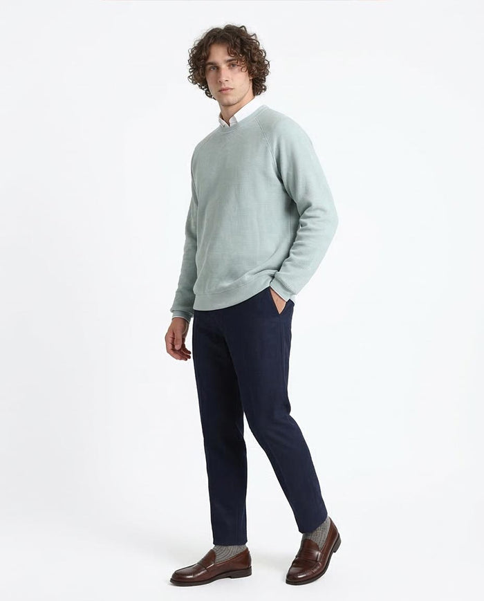 Ravin Men’s Waffle-Knit Raglan Crewneck Sweatshirt – Mint - R214877