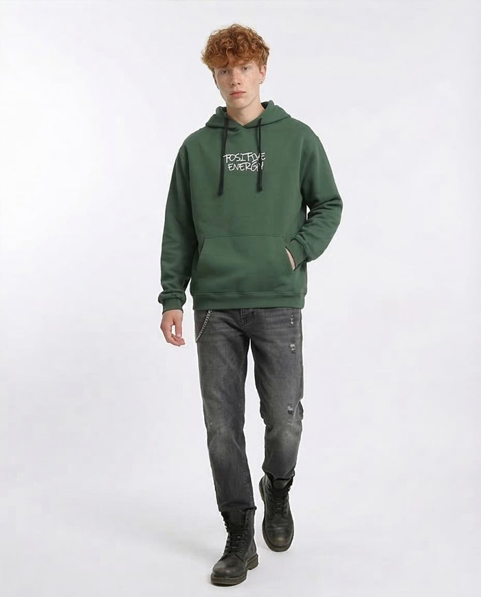 Ravin | "Positive Energy" Oversized Graphic Hoodie – Forest Green - R206834