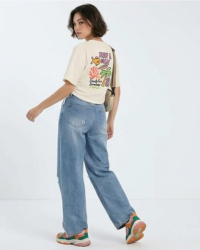 Ravin "Red Sea" Cinched-Waist Oversized Graphic T-Shirt – Cream - R216169