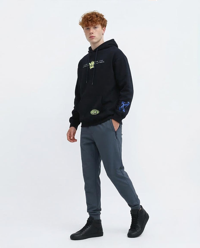 Ravin | Urban "World Wide" Graffiti Oversized Hoodie - Navy o193404