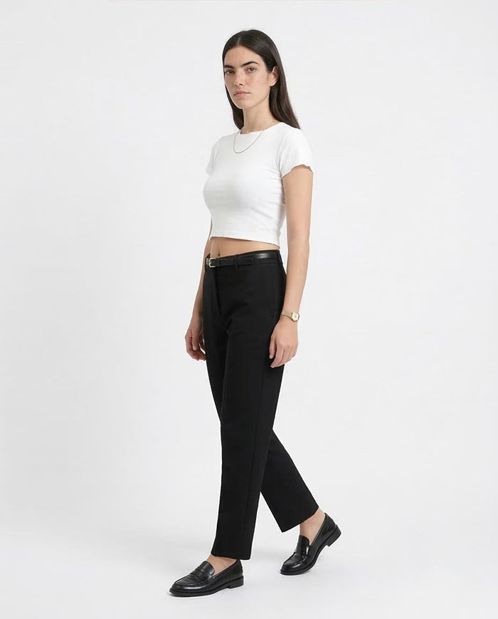 Ravin Women’s Rib-Knit Lettuce-Edge Crop Top – White - R206520