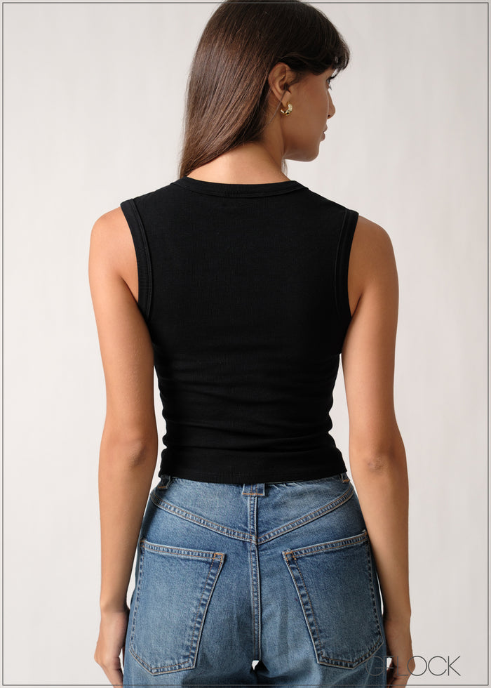 Sleeveless Deep Neck Top - 110626