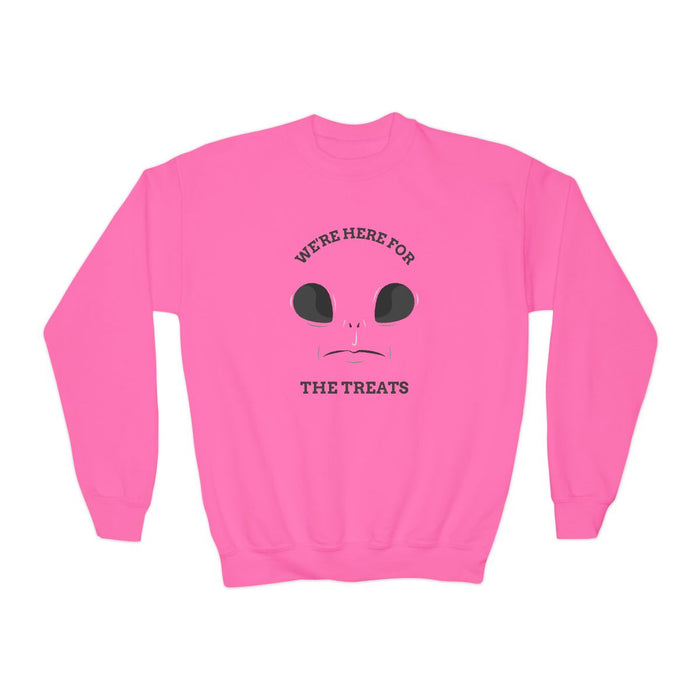 We’re Here For The Treats Kids Halloween Sweatshirt - funny t-shirt by Cheeky Business