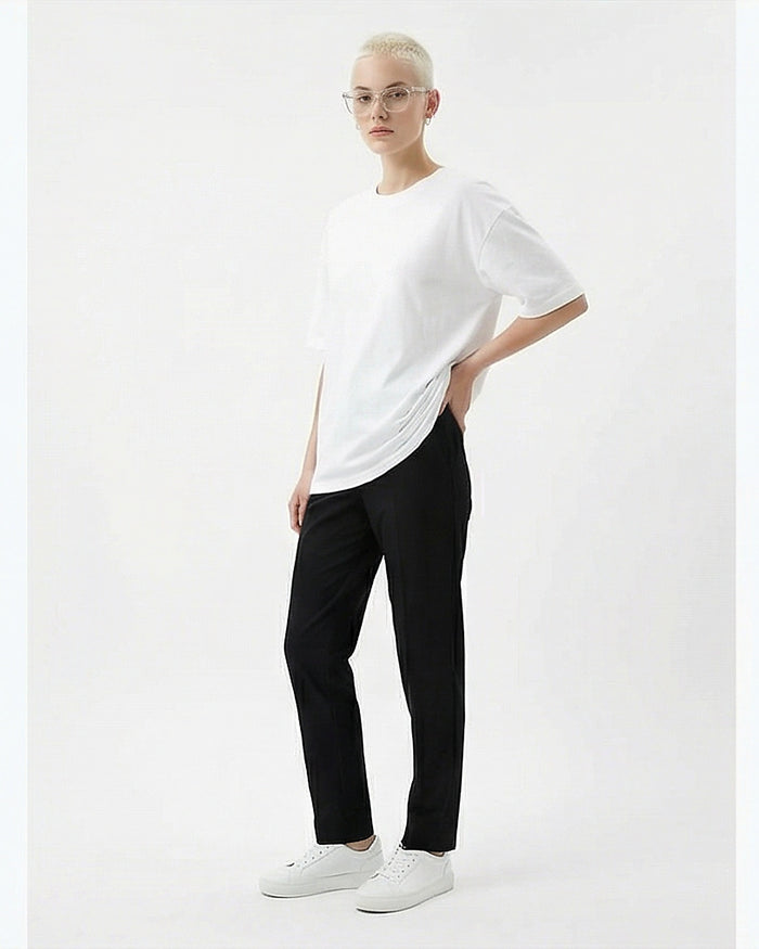 White Oversized Relaxed Fit Cotton T-Shirt - R216132