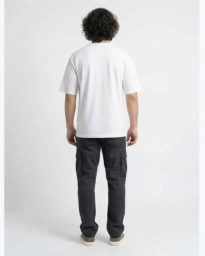 White Tonal Embossed Relaxed Fit Tee - R216291