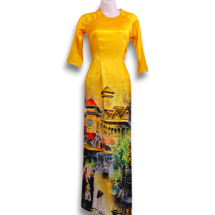 Yellow Gam Scenic Ao Dai Set