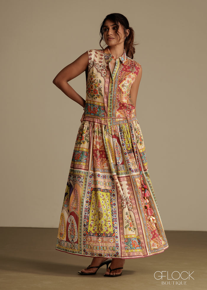 100% Printed Cotton Woven Dress - women’s dress alternate view - GFLOCK Sri Lanka