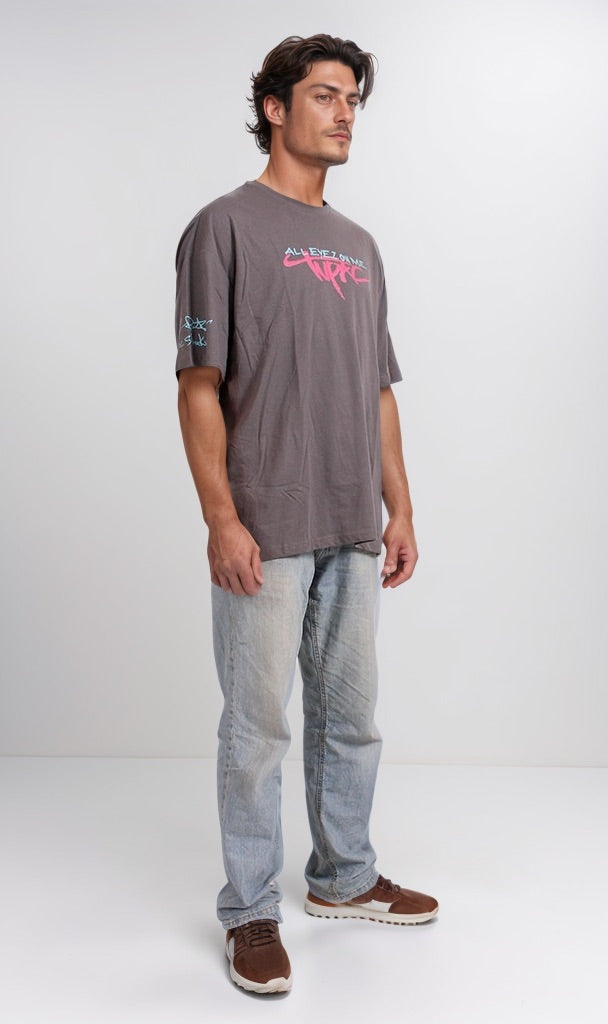 2Pac All Eyez On Me Oversized Multi-Print Graphic Tee - O203260
