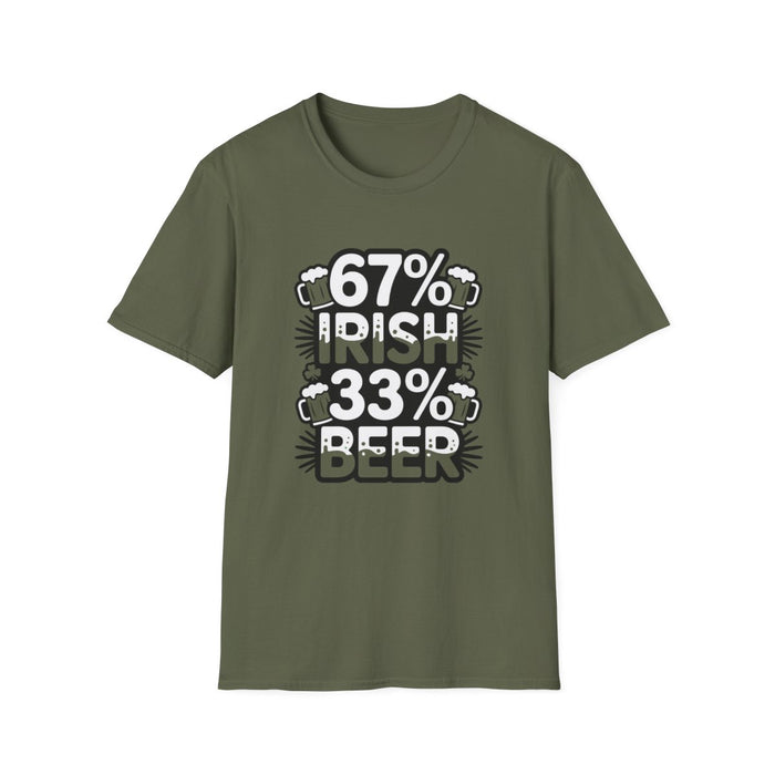 67% Irish 33% Beer Dad T-Shirt - funny t-shirt by Cheeky Business